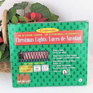 Vintage Red String Lights Christmas Outdoor Indoor Christmas Lights NOS NIB